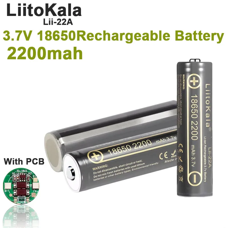 1-16PCS LiitoKala Lii-22A 3.7V 18650 Originele Oplaadbare Beslag 2200mah met PCB Geschikt voor Zaklamp Elektrische tandenborstel Speelgoed