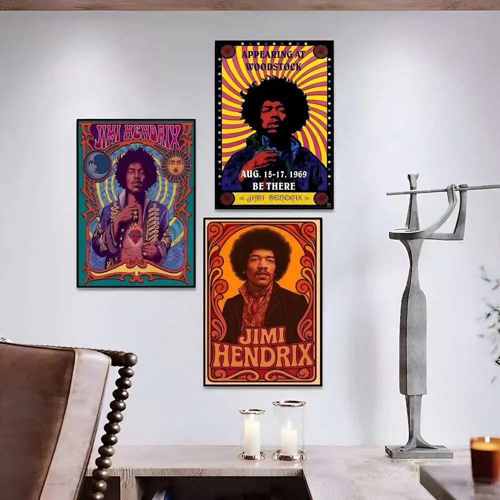 عازف الجيتار الشهير J-jimi H-hendrix نوعية جيدة يطبع وملصقات ورق أبيض ملصق لتقوم بها بنفسك غرفة بار مقهى الجمالية طلاء جدران