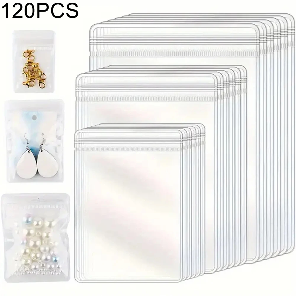 

120pcs Transparent PVC Jewelry Organizer Pouches Bags Anti-Oxidation Earring Pendant Necklace Bracelet Storage Holder Box