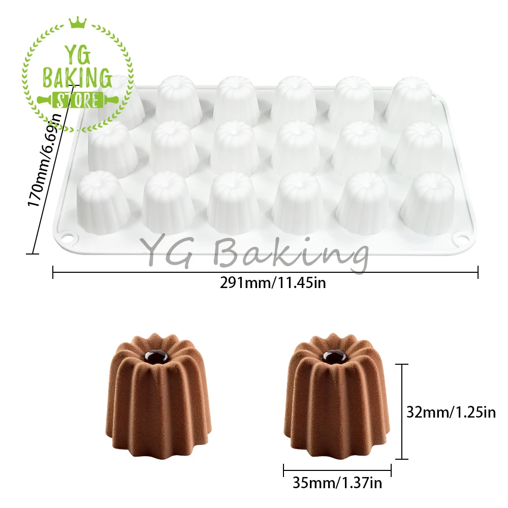 Dorica Canele Silicone Mousse Mould 3D Cannele Muffin Baking Pan DIY French Dessert Chocolate Mold Cake Decorating Tool Bakeware