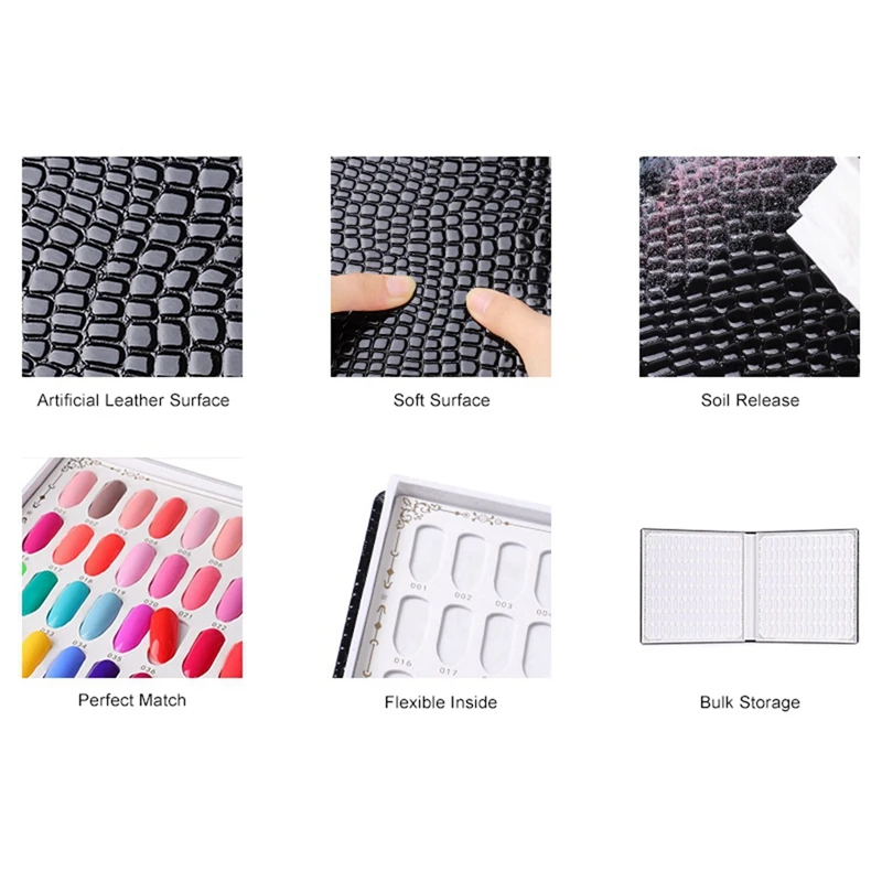 3X 216 Colors Nail Tips Display Book DIY Nail Art Showing Shelf Gel Color Card Chart Painting Display Board Silver