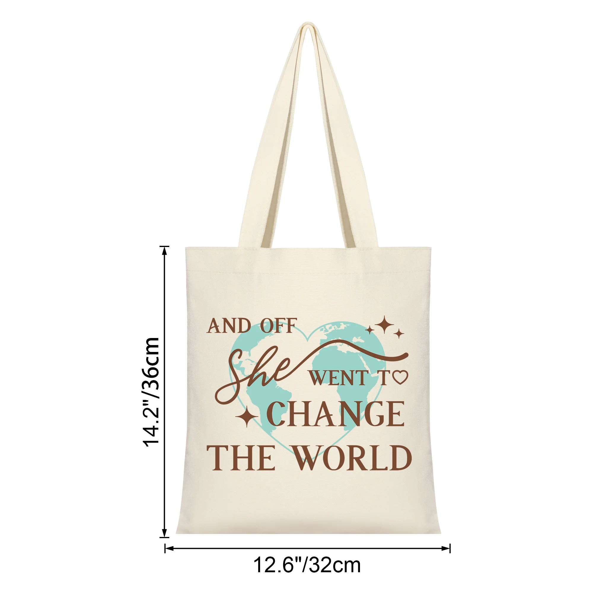 Graduation Gifts for Her Tote Bag And Off She Went to Change the World Canvas Bag for Daughter Granddaughter Farewell gifts