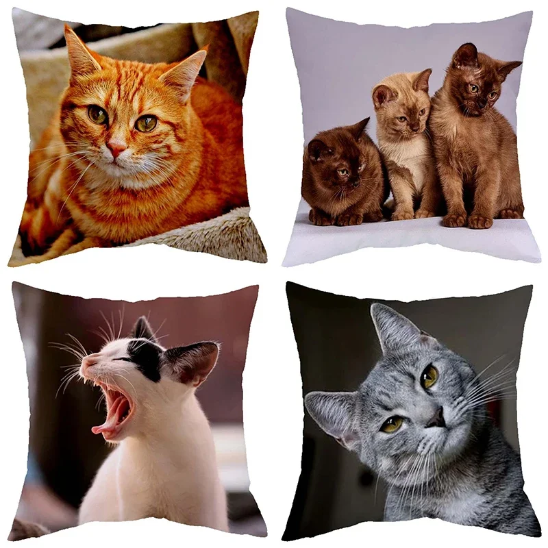 Funda de cojín de la serie little Lazy cat para decoración de sofá de sala de estar, funda de almohada para  hogar de cama para