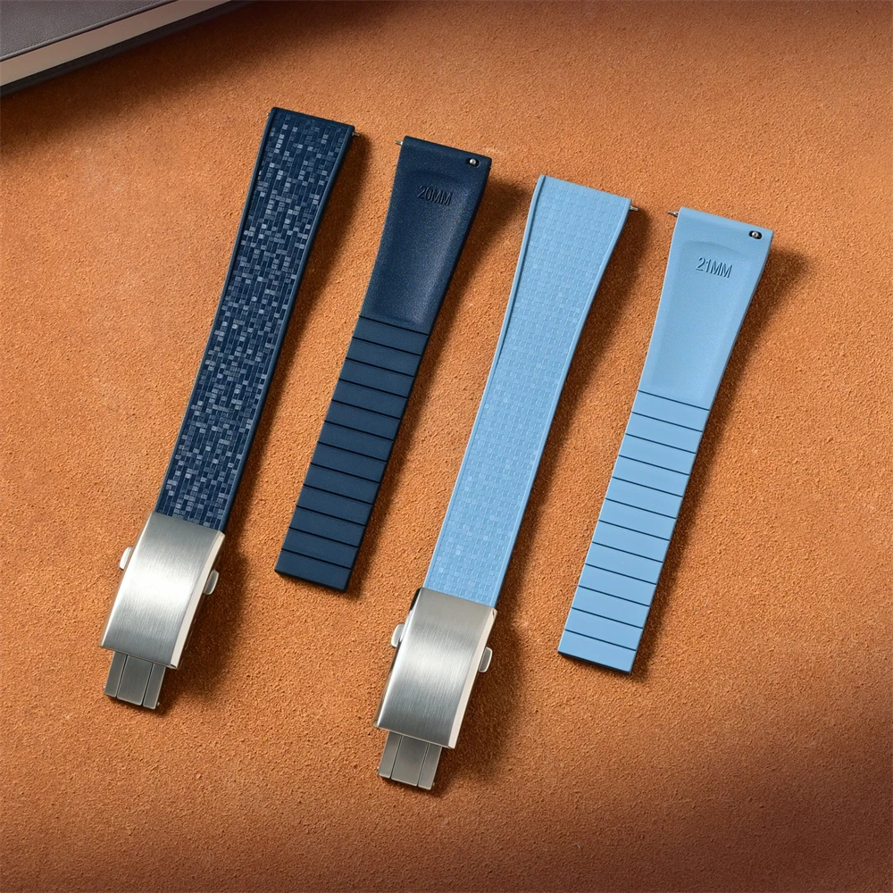 FKM Fluororubber Sport Quick Release Watch band 18mm 19mm 20mm 21mm 22mm Mosaic patterned flat Watch strap