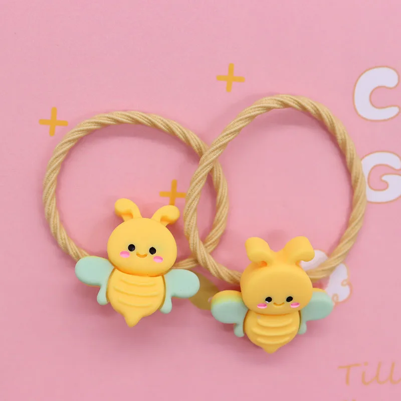 2Pcs/Set Animal Rabbit Bear Bee Giraffe Baby Hair Accessories Kid Ponytail Holder Scrunchie Children\'s Rubber Bands Ornaments