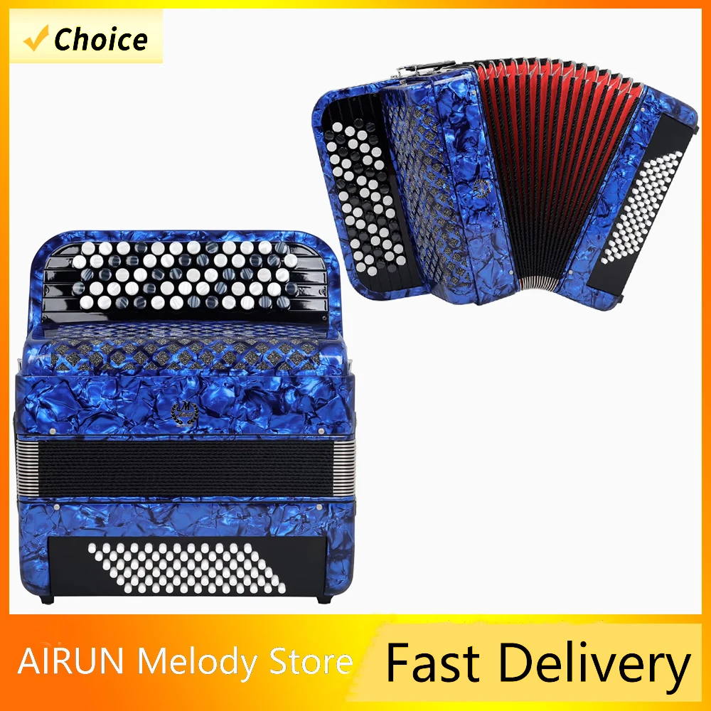 

MBAT Accordion 62 Keys 72 Bass Keys Accordion Blue Professional Bayan Accordion with Backpack Suitable for Practice&Performance