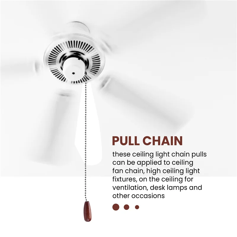 AA73 4 Pieces Ceiling Fan Chain Pulls Wooden Pull Chain Extension Pull Chain For Ceiling Light Lamp Fan Chain (Walnut Color)