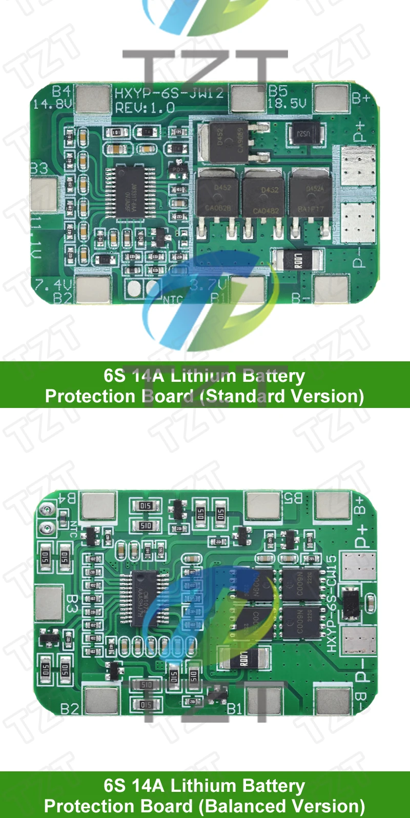 GREATZT 6S 22,2 V 25,2 V 14 A 20 A 18650 Li-Ionen-Lithium-Batterie-Ladegerät-Schutzplatine mit symmetrischem PCB BMS 6-Pack-Zellenmodul – Detail 7