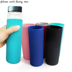 Funda de silicona antideslizante para botella de leche, cubierta protectora anticaídas, alta, 20cm, diámetro de 7,5 cm, todo incluido