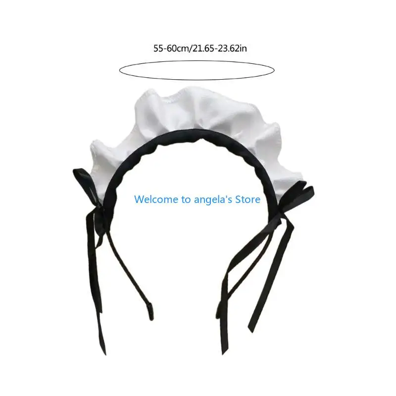 X4yc elegante bowknot empregada headpieces plissado empregada cabelo hoop para mulheres menina halloween role play cosplay