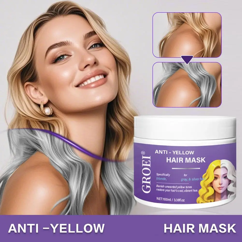 

100ml Purple Hair Mask Moisturizing Smooth Deep Nourishing Easy Comb Without Tanglin For Blonde Silver Gray Highlighted Hai W2F3