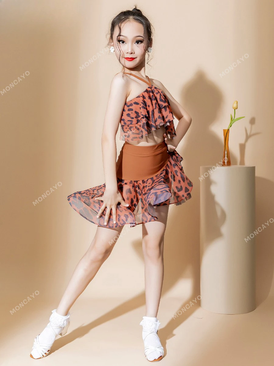 Girls Latin Dance Dress Split Rumba Samba Dance Clothes Kids Competition Salsa Costume Child Ballroom Tango Dresses Performance