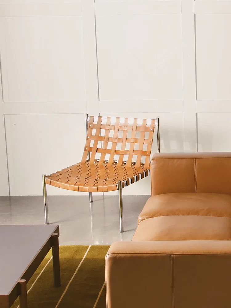 Kennedy leisure chair/leather woven stainless steel Bauhaus single person image 3
