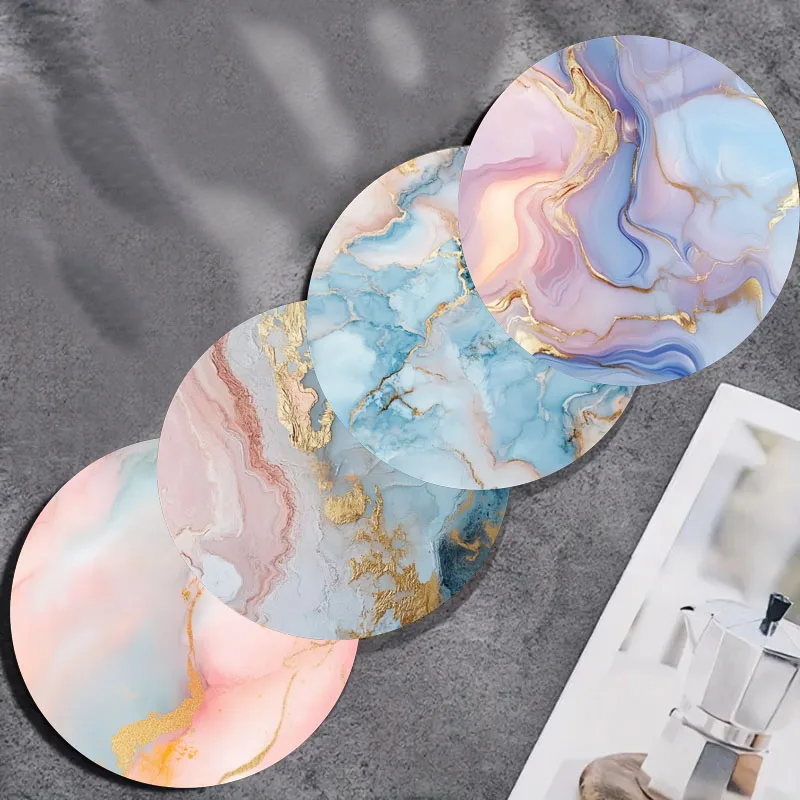 4 Pieces of Marble Pattern Printed Coasters, Suitable for Daily Family Party Decoration, Office, Non-Slip Wooden Coasters - view 6