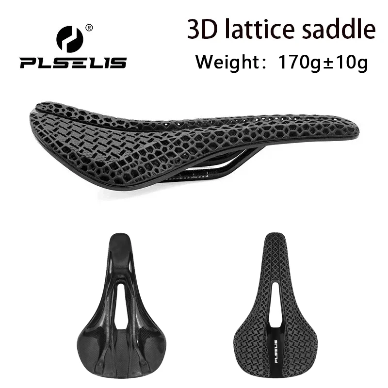 

PLSELIS 3D Printed Carbon Fiber Bicycle Saddle Ultra Lightweight Hollow Breathable Comfort MTB Road Bike Seat Cushion