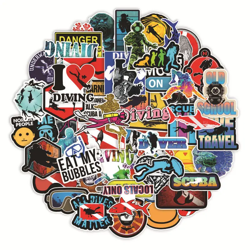 60pcs/Pack Diving Stickers Laptop Bicycle Guitar Skateboard Sticker Kid DIY Graffiti Waterproof stickers