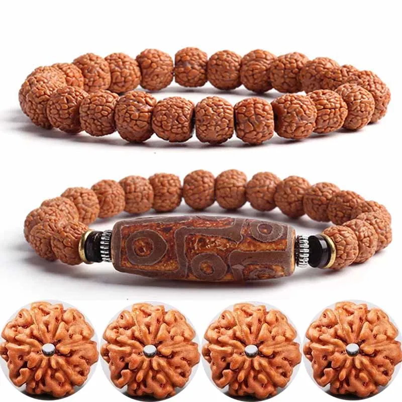 Nature Vajra Bodhi Rudraksha Bracelets Men Meditation Mala Bead Bracelets for Men Women Jewelry Prayer Tibetan Buddhism Bracelet