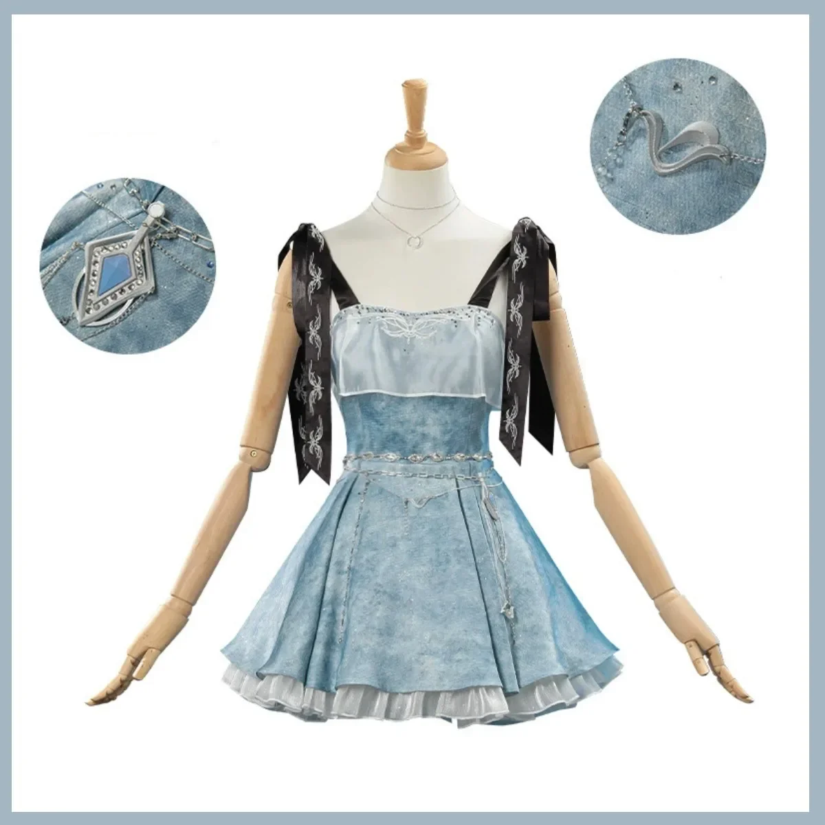 Game Love and Deepspace Mc Player Cosplay Costume Xia Yizhou Caleb Birthday Girl Blue Camisole Dress Lolita Woman Sexy Party Set
