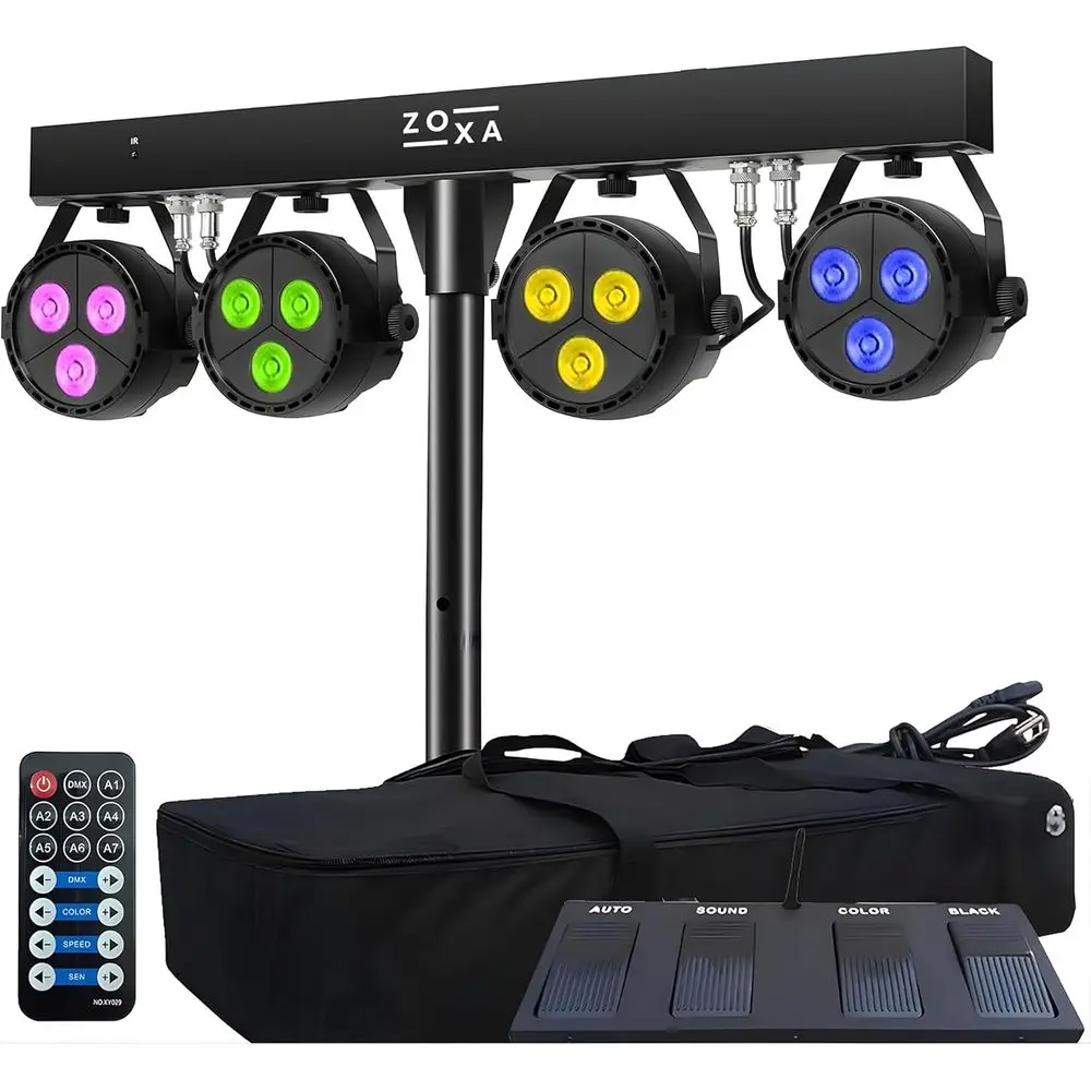 

DJ Lights and Stage Lights with Stand | LED Par Gigbar with DMX, Sound-ted Strobe Light or Parties | DJ Lighting Package, Heavy