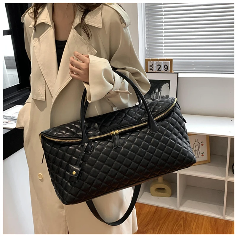 Women's Luxury Designer Fashion Plaid Travel Bag Multifunctional Duffel Bag 2024 Casual Travel Wash Makeup Shoulder Crossbody Ba