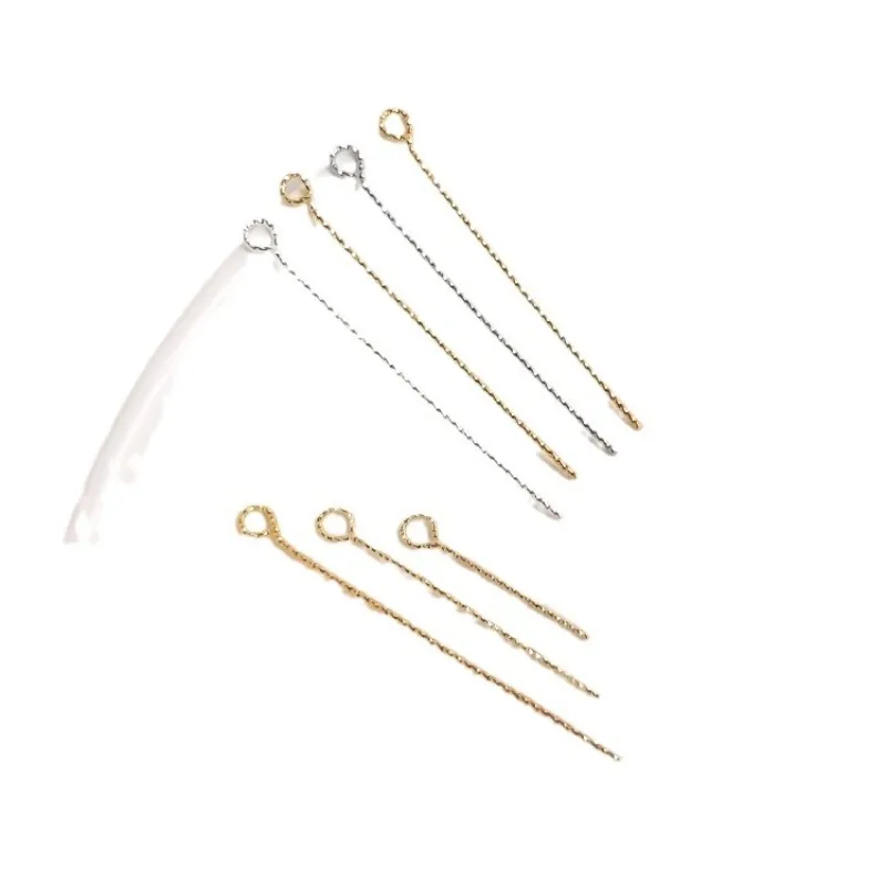 18K Real Gold 14K Gold Bag Batch Flower 9-character Needle Twist 9-pin Beaded Earrings Material DIY Jewelry Accessories