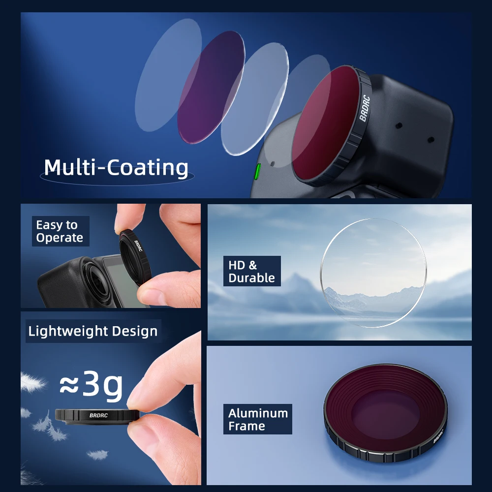 BRDRC Filtro UV/CPL/ND para cámara DJI Osmo Nano Thumb, vidrio óptico HD, revestimiento de doble capa, para accesorios DJI Osmo Nano