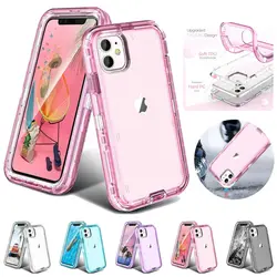 For iPhone 16 15 14 Pro Max 13 12 11 Pro Max XR XS Max 6 7 8 Plus Transparent Defend Shockproof Armor Glossy Plain Phone Cover