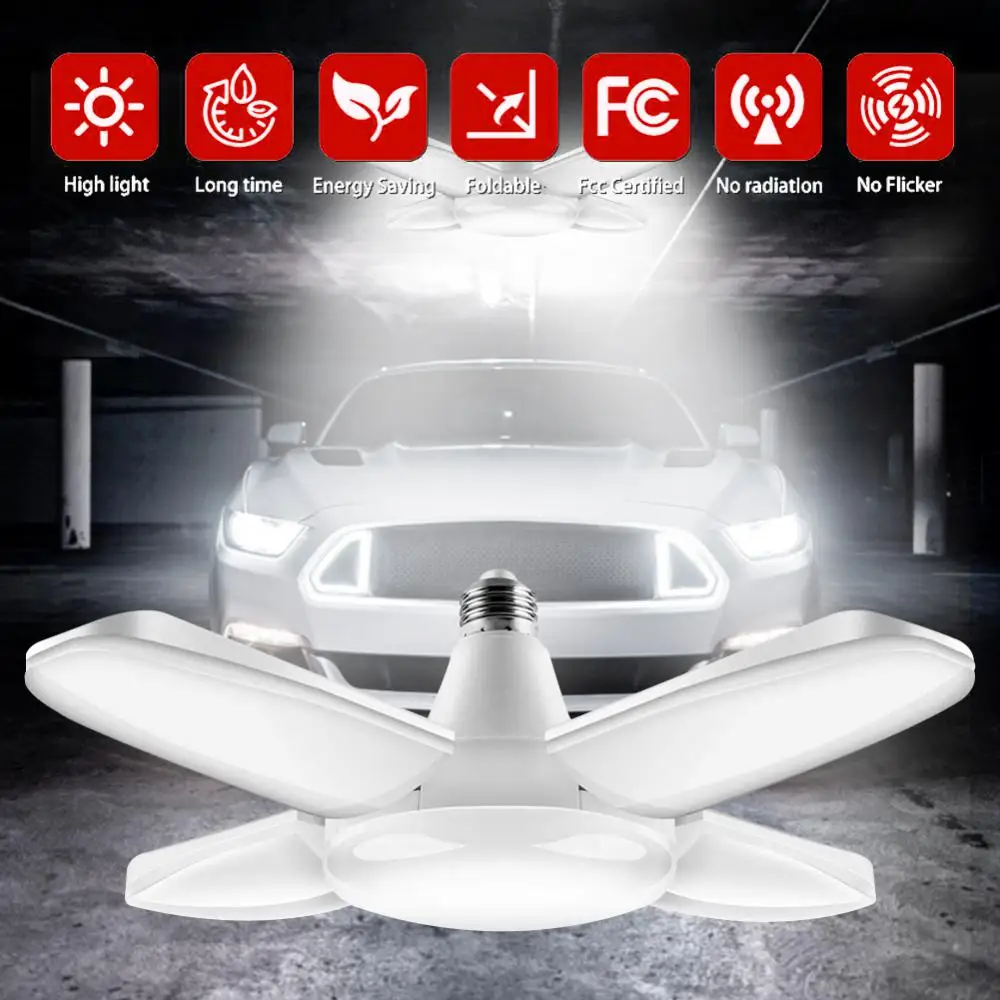 

1/2/3PCS Led Garage Ceiling Lights Portable 38w Lighting Industrial Lamp Ajustable Ac85-265v Warehouse Garage Lights