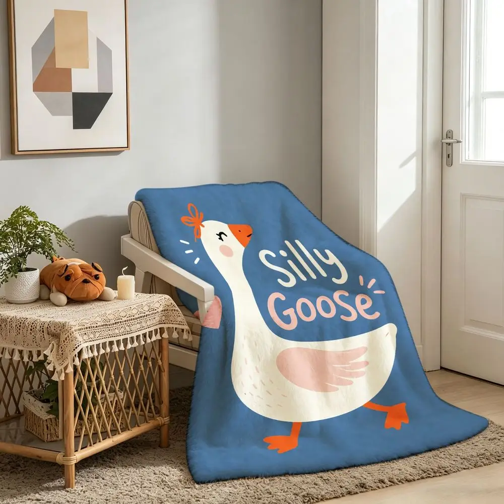 Ultra Soft Silly Goose Throw Blanket Plush Microfiber Cozy Decorative Accent Sofa Bed Throw for Living Room Home Decor Gift