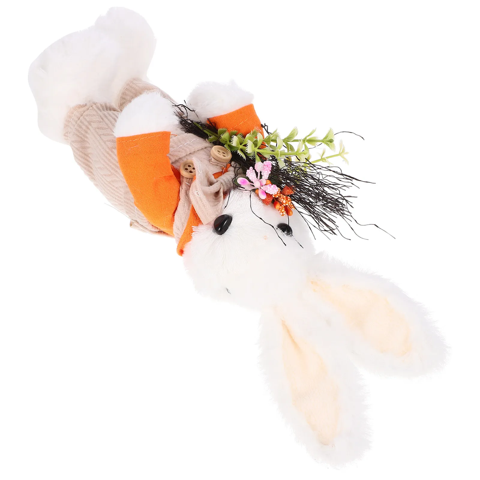 

Easter Bunny Statue Clothes Decor Bunny Desktop Ornament Table Decoration Soft Rabbit Figure for Home Office Desktop Decoration