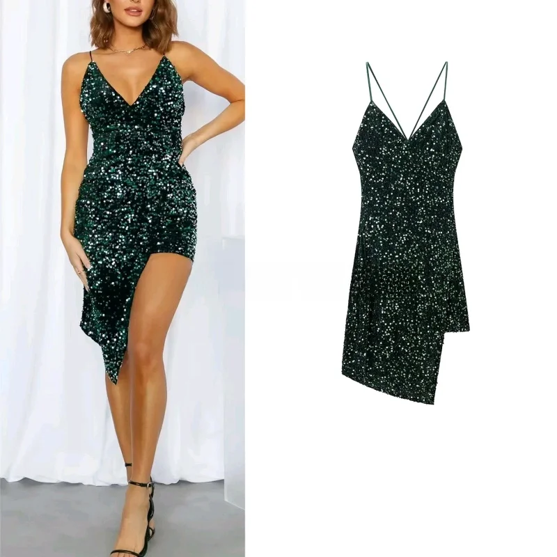 

Sexy V-ne Svel Cross Ba ort Strapl Dr Polyester Fabric 3D Tailoring Women's Faion Dr for Par