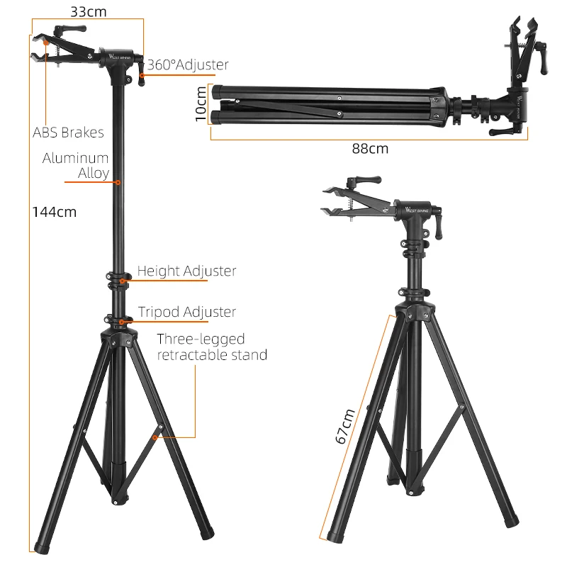 WEST BIKING Bicycle Repair Stand Foldable Multipurpose Adjustment Frame Bicycle Professional Maintenance Racks Bike Repair Tools