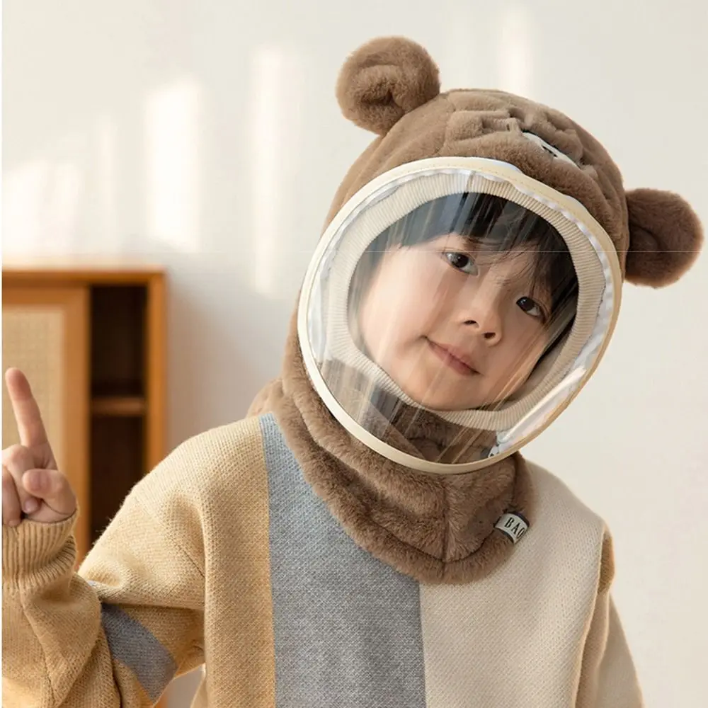 Cartoon Mask Integrated Hat Full Face Mask Windproof Head Caps with Face Shields Detachable Ear Protection