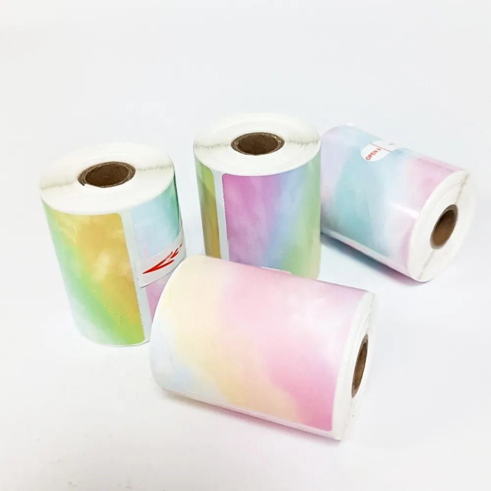 140 قطعة 50x50 ملليمتر الحرارية لفة التسمية المسيل للدموع مقاومة زهرة شكل مربع التسمية ملصق اللون التدرج ملصق مقاوم للماء لفة ورقة