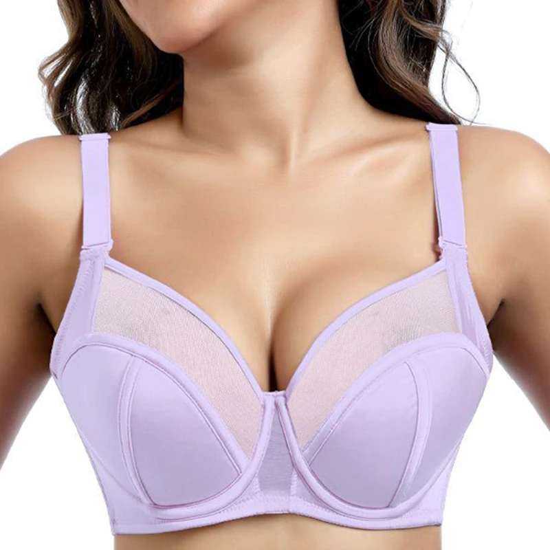 Soutiens-gorge minimiseur en maille de dentelle pour femmes, soutien-gorge complet, soutien-gorge à armatures, lingerie féminine grande taille, 34, 36, 38, 40, 42, 44, C, D, E