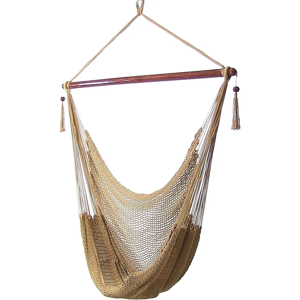 

Outdoor Caribbean XL Hanging Hammock Chair Swing - Soft-Spun Polyester Rope - 300-Pound Capacity - Tan|