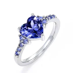 Charming Heart Purple Cubic Zirconia Rings for Women Romantic Wedding Ceremony Party Bridal Accessory New Trendy Jewelry