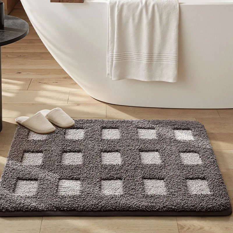 

Premium Waffle Bath Mat - Extra Thick & Dense Flocked Bathroom Rug, 3D Textured, Ultra Soft Skin-Friendly, Quick Dry Absorbent