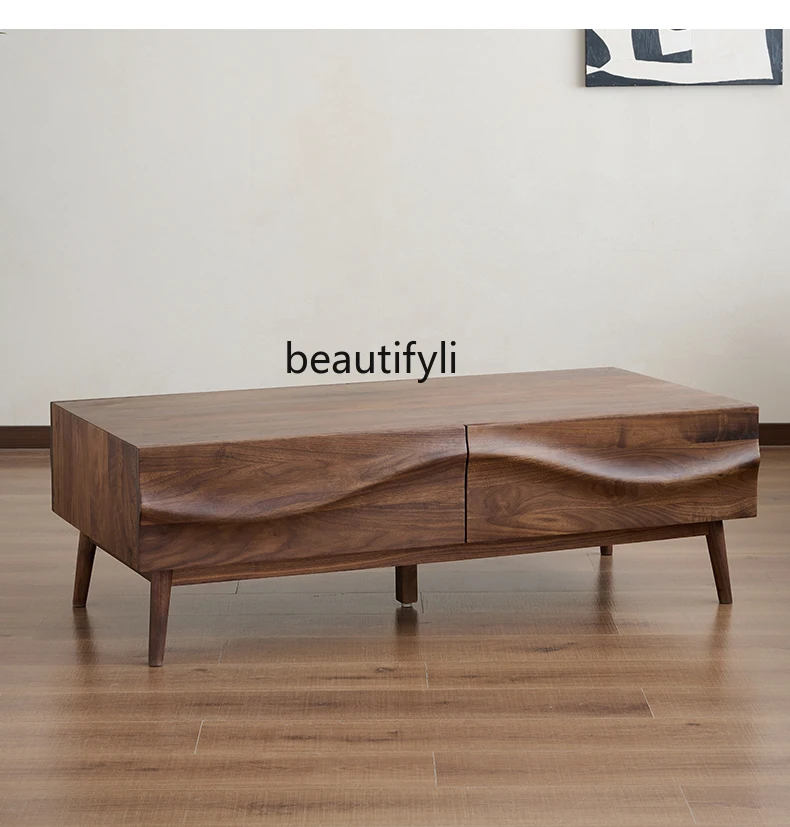 

Solid wood coffee table household living room storage rectangular tea table medieval low table