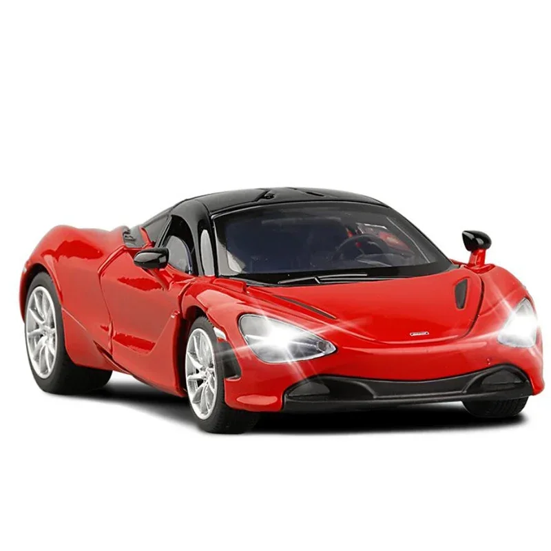 รถของเล่นจำลองโลหะผสม 720S ขนาด 1:32 พร้อมเสียงและไฟ มีระบบดึงหลัง ของสะสมสำหรับเด็ก