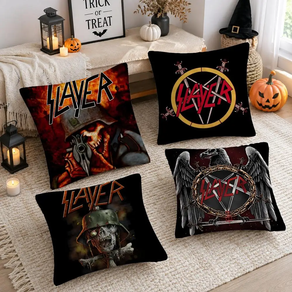 Classic Band S-Slayer Cushion Cover Plush Decorative Pillow Case With Hidden Zipper Cutecore Room Decor For Home