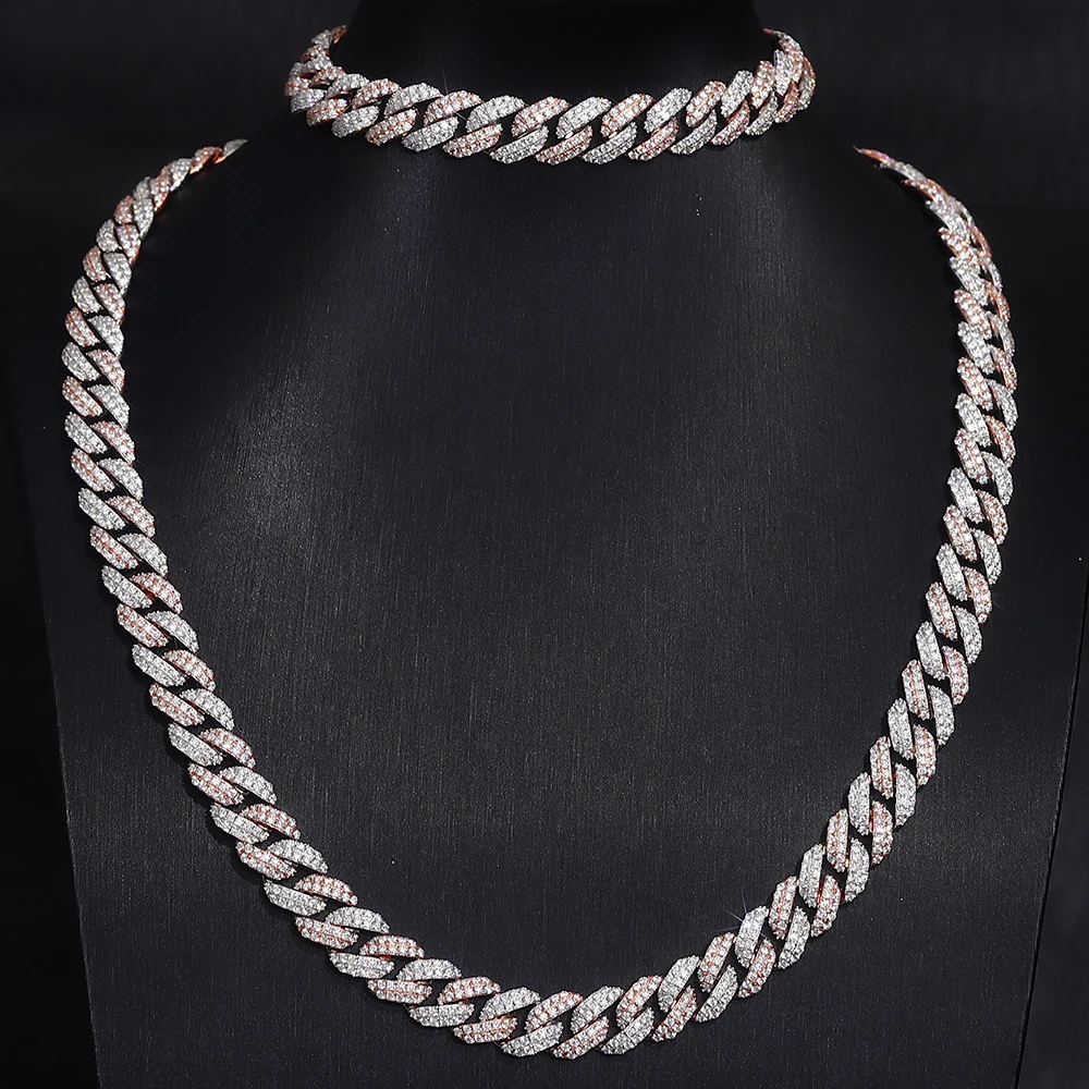 

Provence Cuban Chain Necklace for Men Moissanite Choker Links Chain 10mm Miami Hip Hop Necklace S925 Silver Rapper Link Chain
