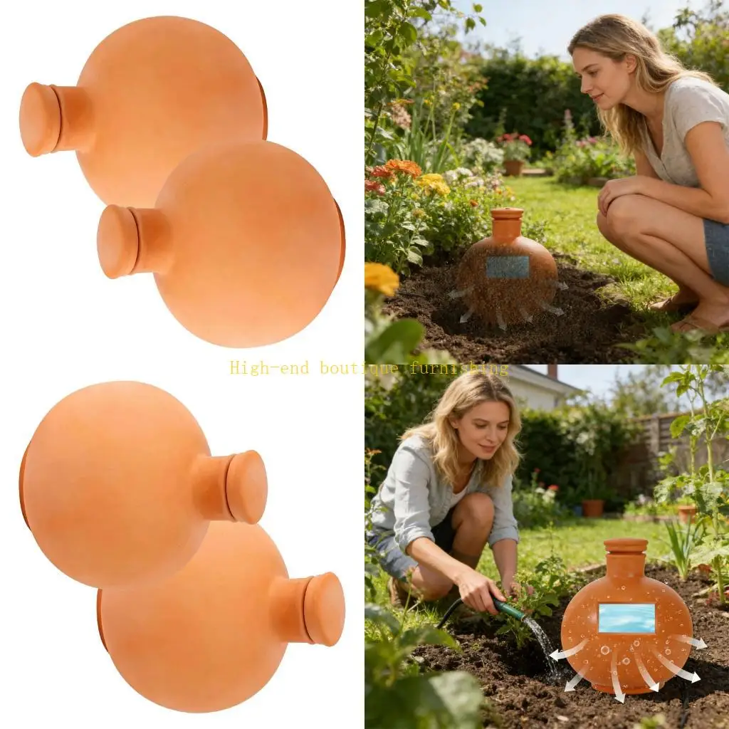 L9NB Continuous Moisture Pot For Vegetation 14 Days Water Supply With Red Clay Construction And Easy Refilling
