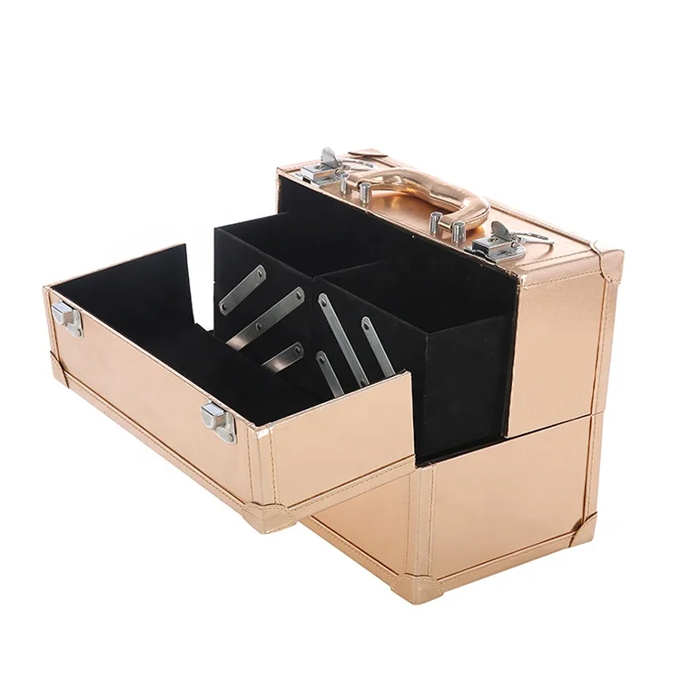 Cosmetic organizer Vanity Make Up Carrier  Box  Lockable keys Train Case