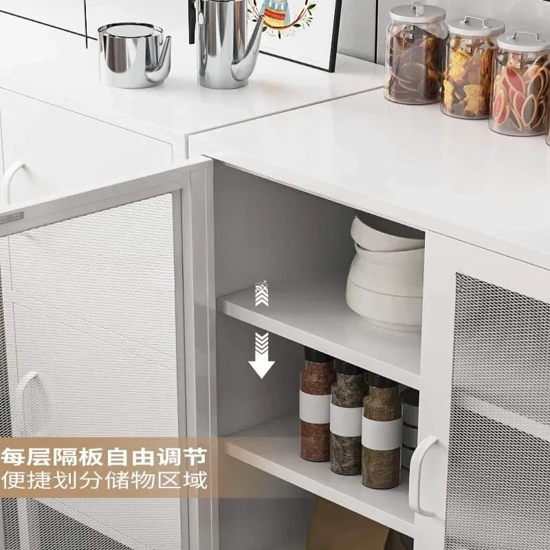 a1 Nordic light luxury meal side tea wine cabinet simple wrought iron storage locker kitchen tableware locker kitchen artifact