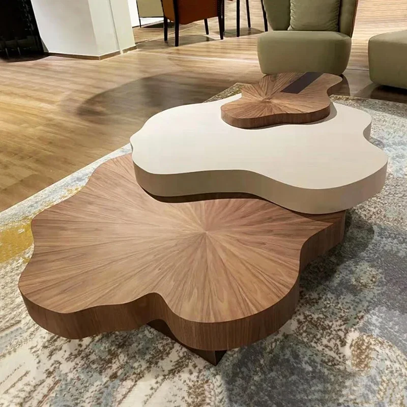 Customized cream Fengyun solid wood coffee table irregular Italian living room creativity online celebrity simple modern