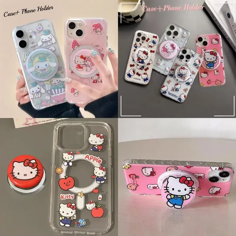 Магнитный держатель для беспроводной зарядки для Samsung Galaxy Z FLIP 6 5 4 3 S25 S24 S23 Plus Ultra Case Cute Hello Kitty Hard