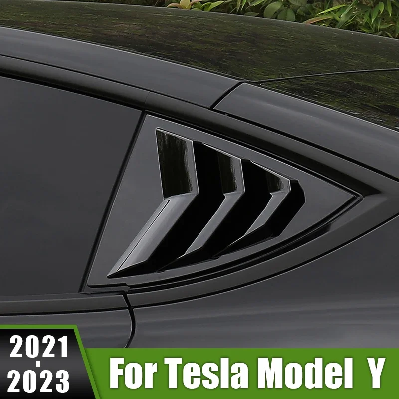 

For Tesla Model Y 2021 2022 2023 ABS Carbon Car Rear Side Window Louver Blinds Trim Cover Shutters Stickers Decoration Frame