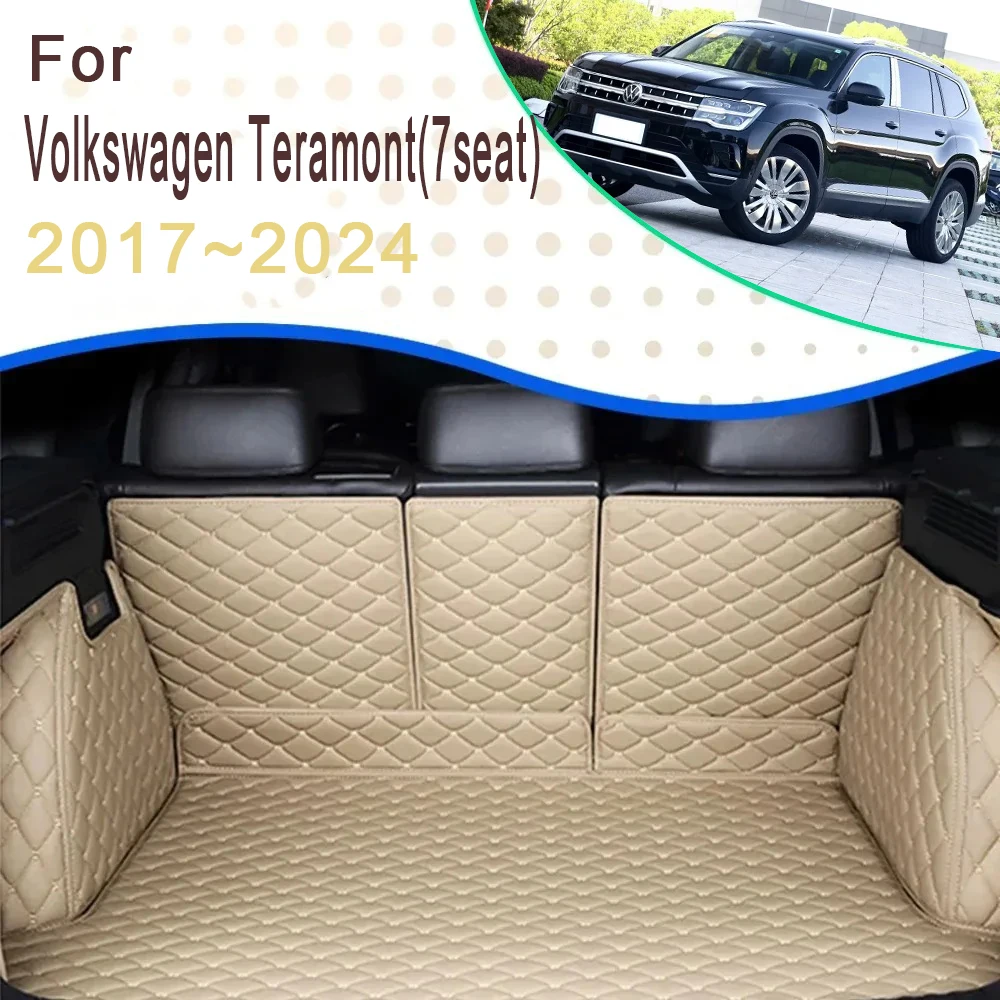 Car Rear Trunk Mats For Volkswagen Teramont VW Atlas CA1 2017-2024 7seat Waterproof Mats Storage Pads Carpets Auto Accessories