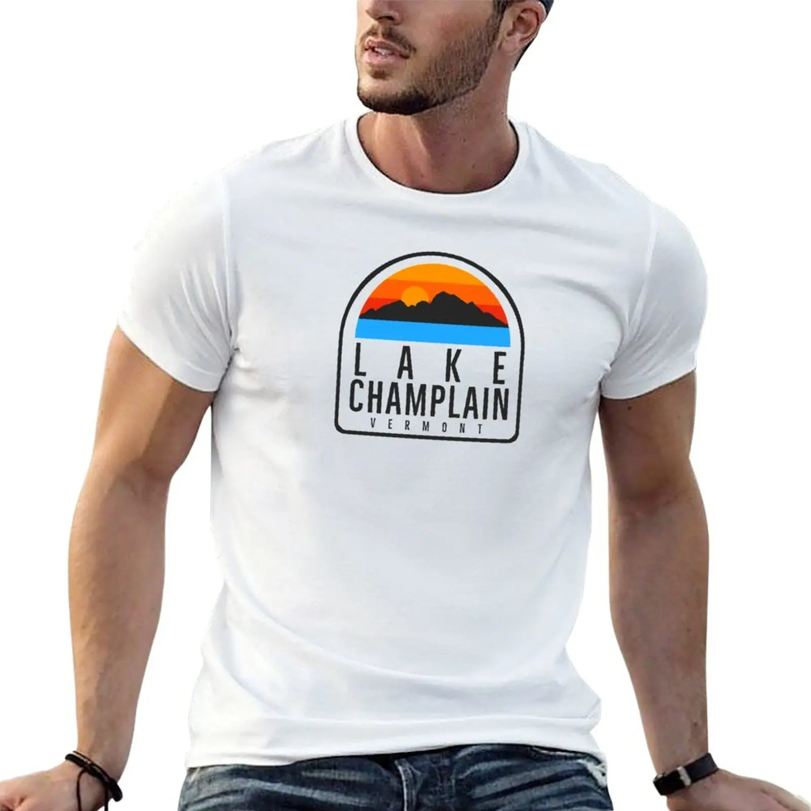 Lake Champlain Vermont Vintage Retro Adventure Fishing, Skiing Mountains T-Shirt